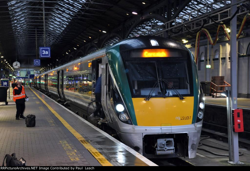 Outbound DMU's wait to depart from Heuston